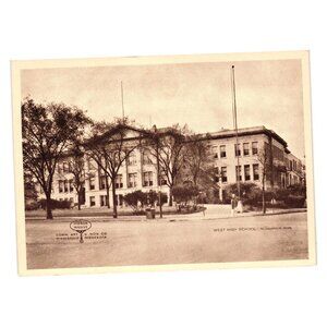Vintage West High School Minneapolis Postcard Art Novelty Sepia Toned Marketing